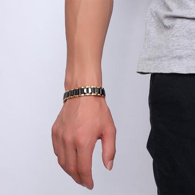 Ikuinen Schwarz Magnetische Armband Männer Hämatit Gold Keramik Armband Männliche Armband Magnetische Männer Hand Kette Link Armband Homme
