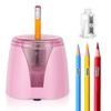 TYS Electric Pencil Automatic Colored Pencil Battery Powered School Supplies Sharpener, Sharpener, (Not Included), (Pink)