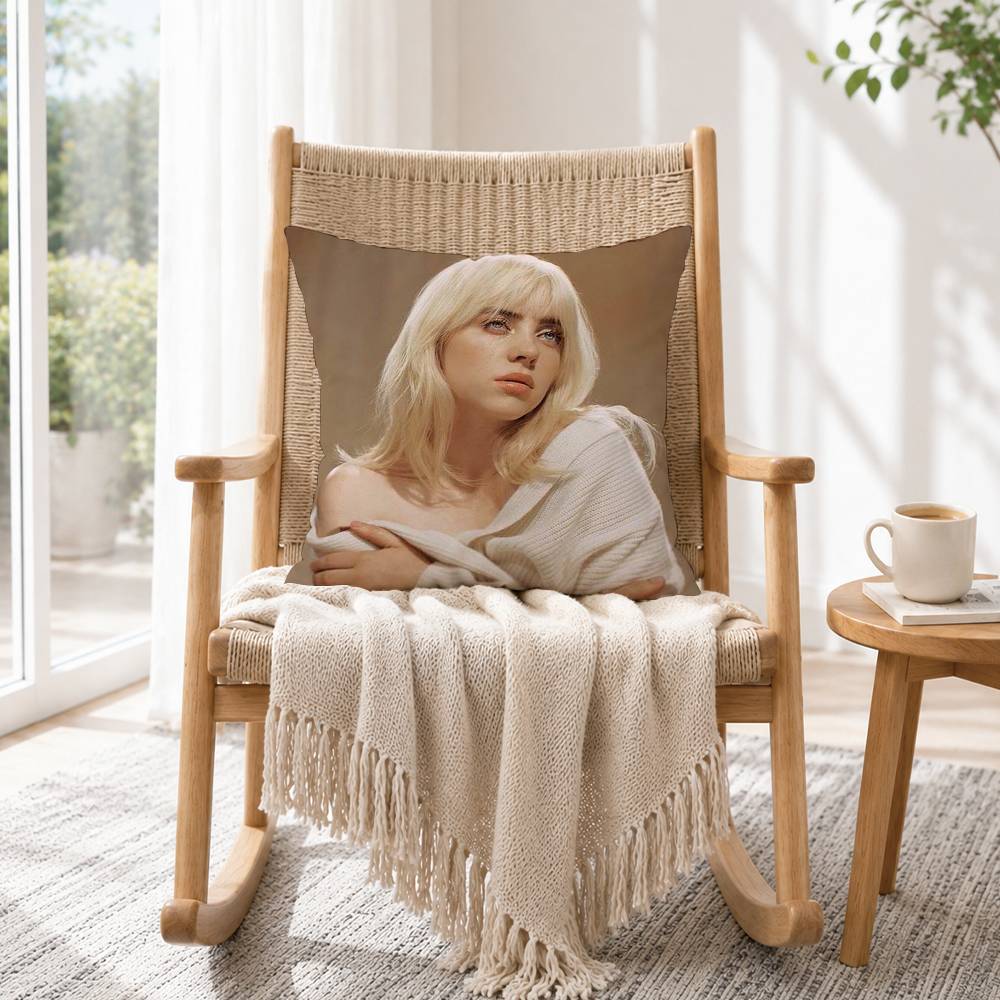 S-Singer B-Billie Eilish Pillow Case Square Double-Sided Sofa Cushion Cover Bedroom Bedside Pillow Gift