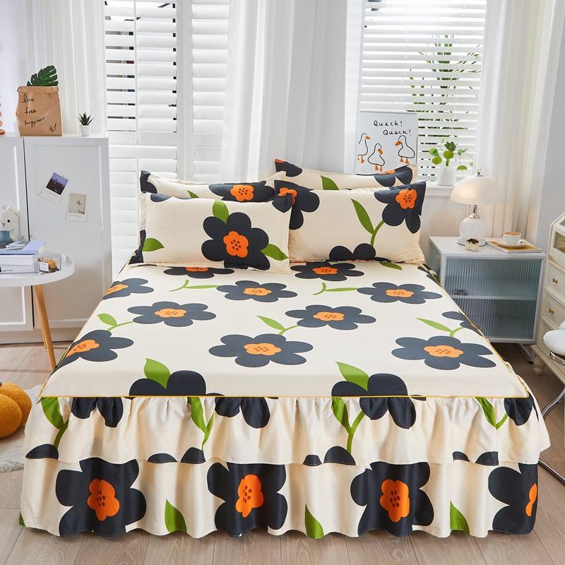 1 stk Sengeteppe i pastoral stil colchas de cama matrimonial Dobbel blondeskjørt til seng King Laken Skjørt (putevar trenger bestilling)