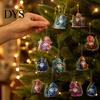 Christmas Tree Hanging Set 12Pcs Gnome Ornaments, 2D Flat Colorful Pendants, Acrylic Xmas Reusable Decors Decorations with Chain for Home Holiday