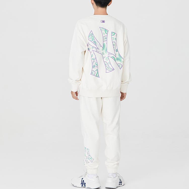 New MLB Cashew Flower Sweatshirts Unisex Ecru 3AMTI0126-50CRS