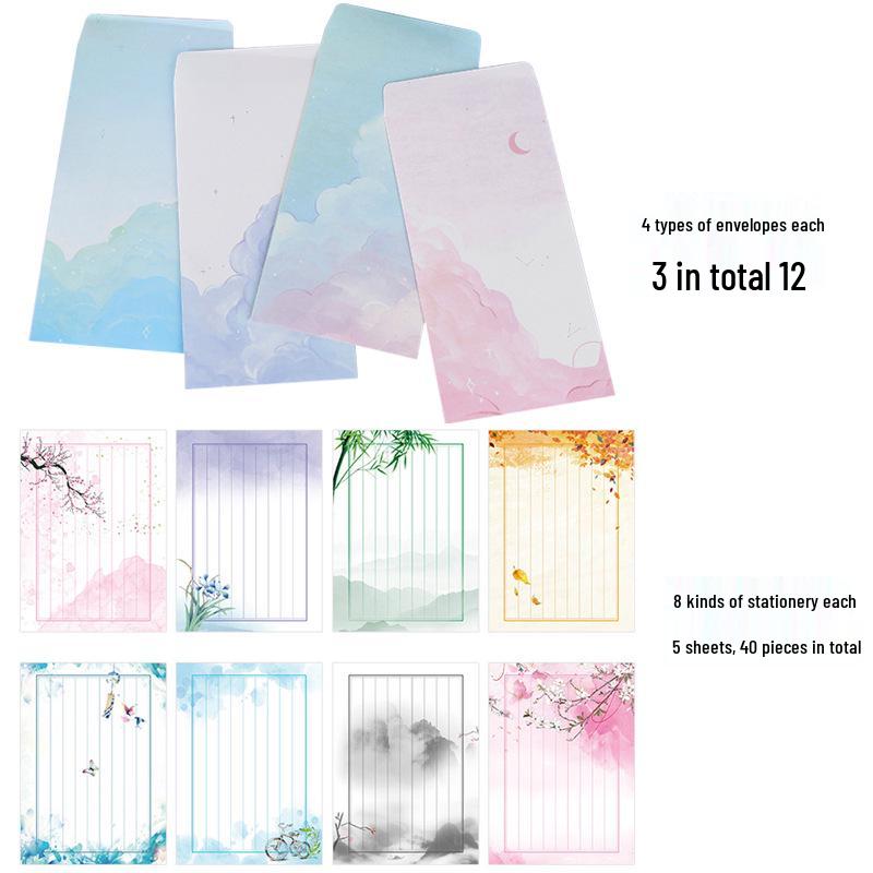 Retro Chinese-Style Love Letter Stationery Set: 16 Elegant Writing Papers for Literary Enthusiasts