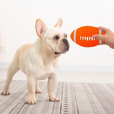 Puppy Teething Sound Ball Interactive Dog Toy Latex Rugby Series Boredom Relief Teeth Cleaning Indoor Outdoor Play Dog Toy Pet Supplies