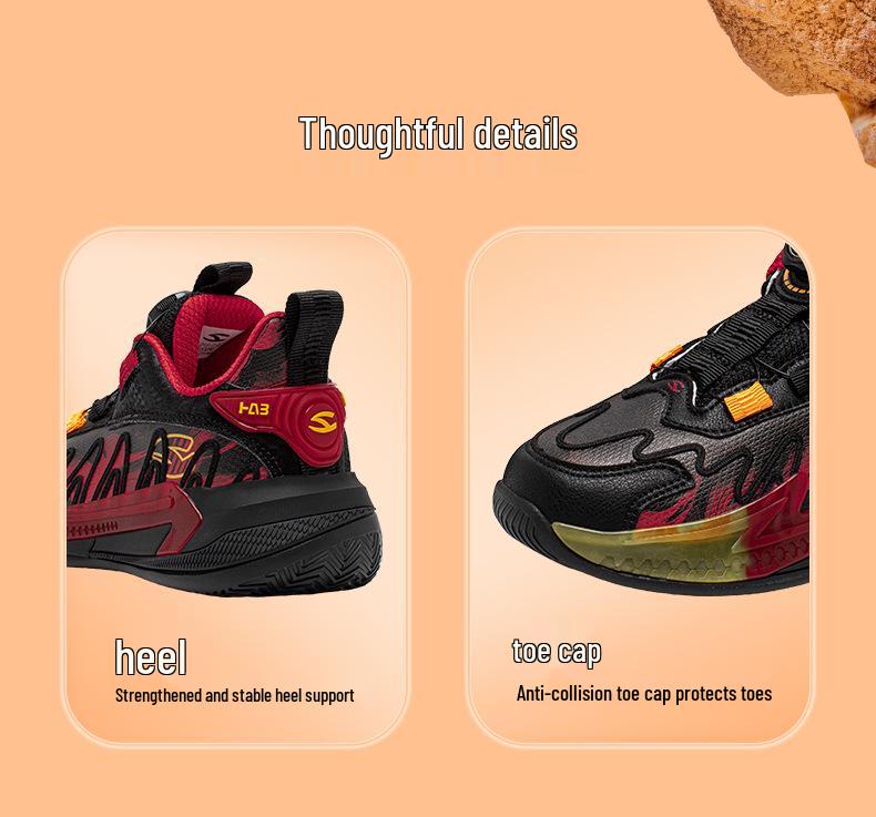 Habi Xiong Boys' Lightweight Leather Basketball Shoes with Rotary Buckle - Perfect for Spring and Autumn Campus and Casual Wear