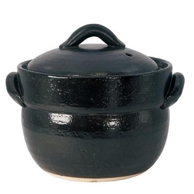 Maruyoshi Pottery Black Banko Rice Cooker, 2-cup Capacity, Black, Diameter 16.3cm X 19cm X Height 16cm, Made In Japan, Banko Ware, Suitable for Gas St