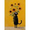 Cute Japanese Black Cat Wall Art,Vintage Ukiyoe Food Noodle Sushi Kitty Canvas Prints,Kitchen Bedroom Home Decor Cat Lover Gifts