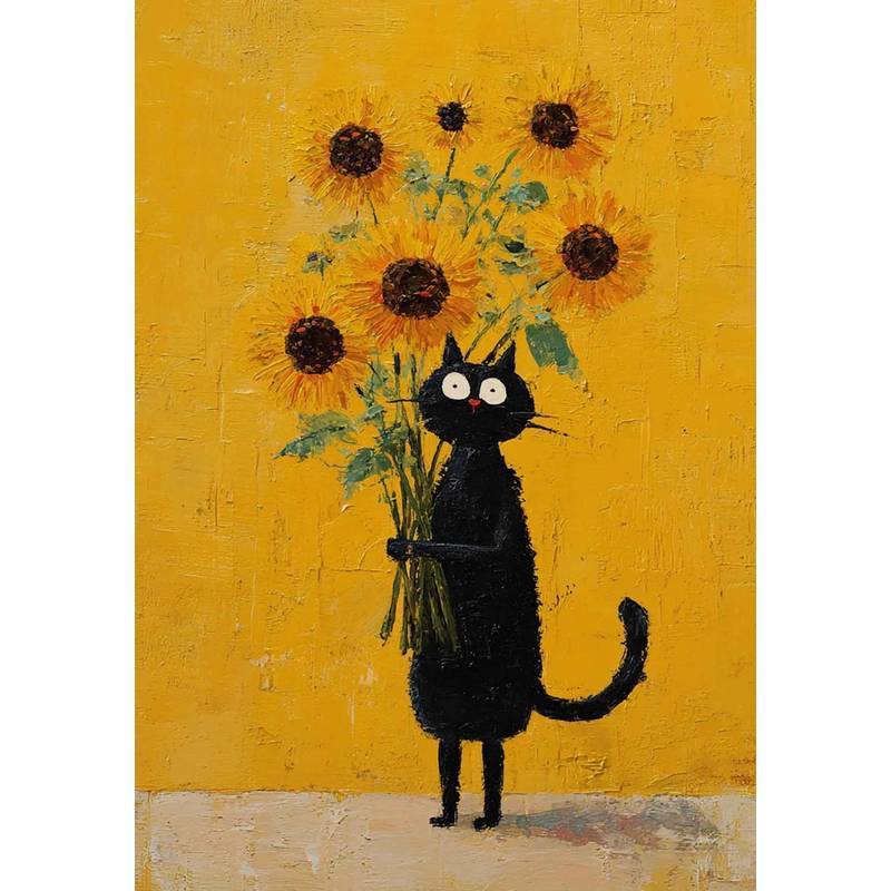 Cute Japanese Black Cat Wall Art,Vintage Ukiyoe Food Noodle Sushi Kitty Canvas Prints,Kitchen Bedroom Home Decor Cat Lover Gifts