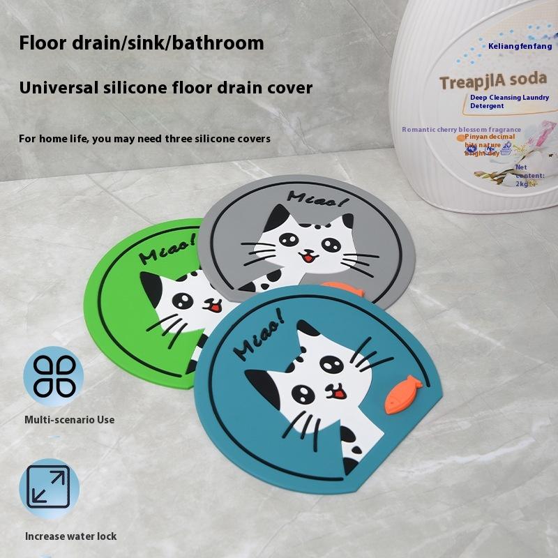 New Sewer Floor Drain Cover Deodorizer Cat Frog Pattern Bathroom Silicone Seal Mat Deodorant Mat Kitchen Toilet Insect-proof Mat
