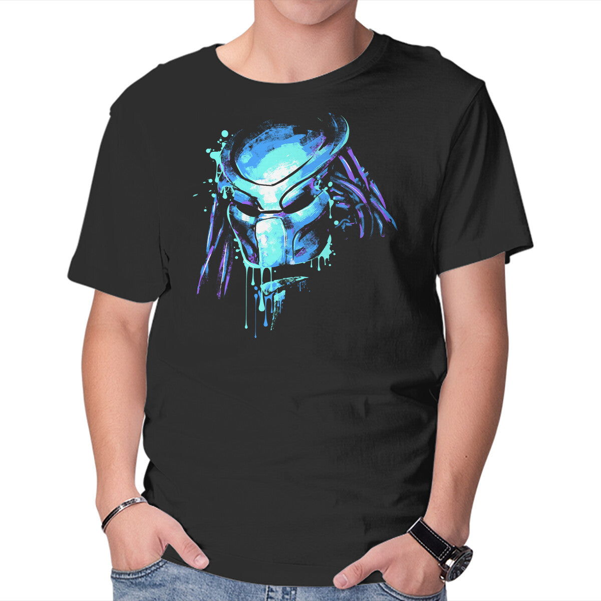 Unisex Crew Neck T-Shirt Colorful Predator Graphic Short Sleeve Casual Tee S