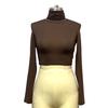 Tooxika New Spring And Autumn T-shirt Long Sleeve High Collar Short Style Navel-exposing Sexy Slim Bottoming Shirt