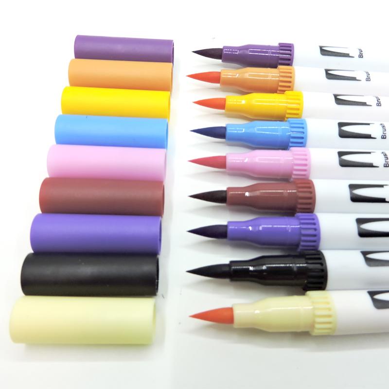 60/120 Colors Dual Tip Brush Art Marker Pens – Watercolor Fineliner & Brush for Manga Coloring Drawing Painting Stationery Supplies