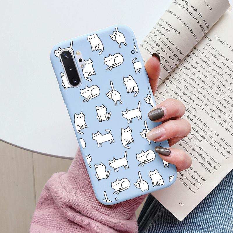 For Samsung Galaxy Note 10 Note10 Plus Cover Cute Cartoons Heart Cat Soft TPU Shockproof Phone Case For Samsung Note 10 Fundas