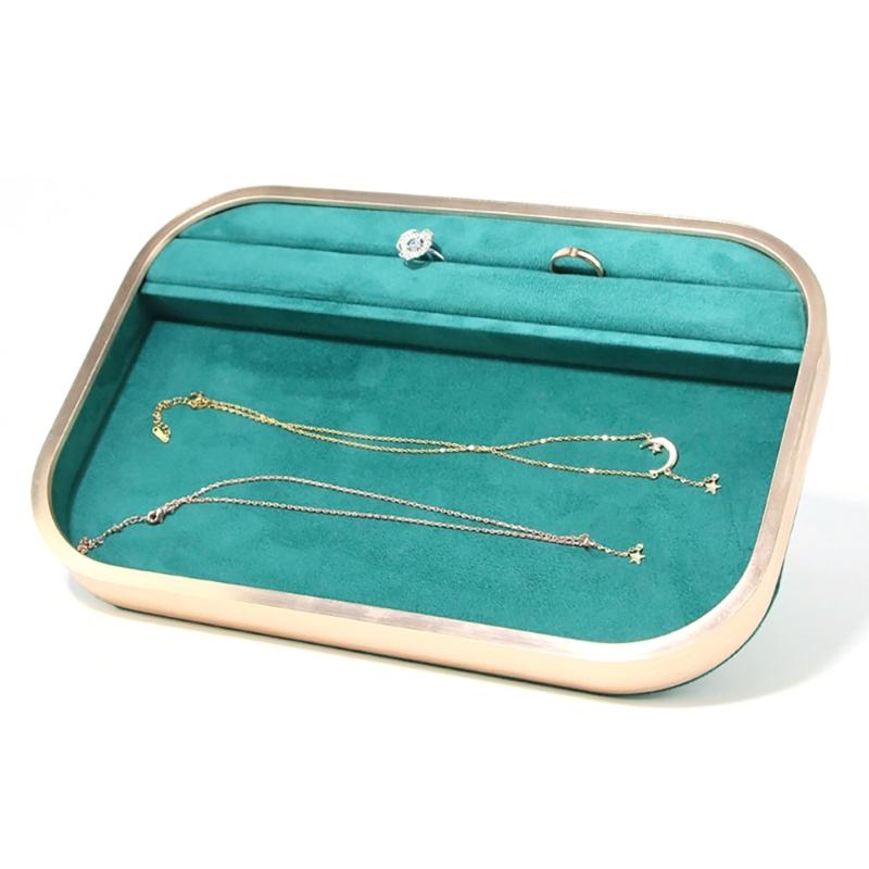 Elegant Velvets Jewelry Storage Tray Pendant Holder Elegant Jewelry Box Stackable Display Showcase Plate for Necklace