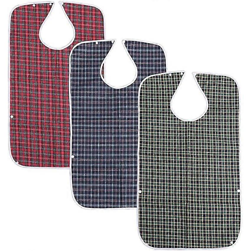 Adult The Elderly Bib Adult Washable Dining Bibs for Elderly (3 Pack,Red,Green,Blue) - DD01