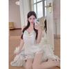 Lyocell pajamas with chest pads women's summer sweet small fresh floral bow suspenders shorts two-piece loungewear