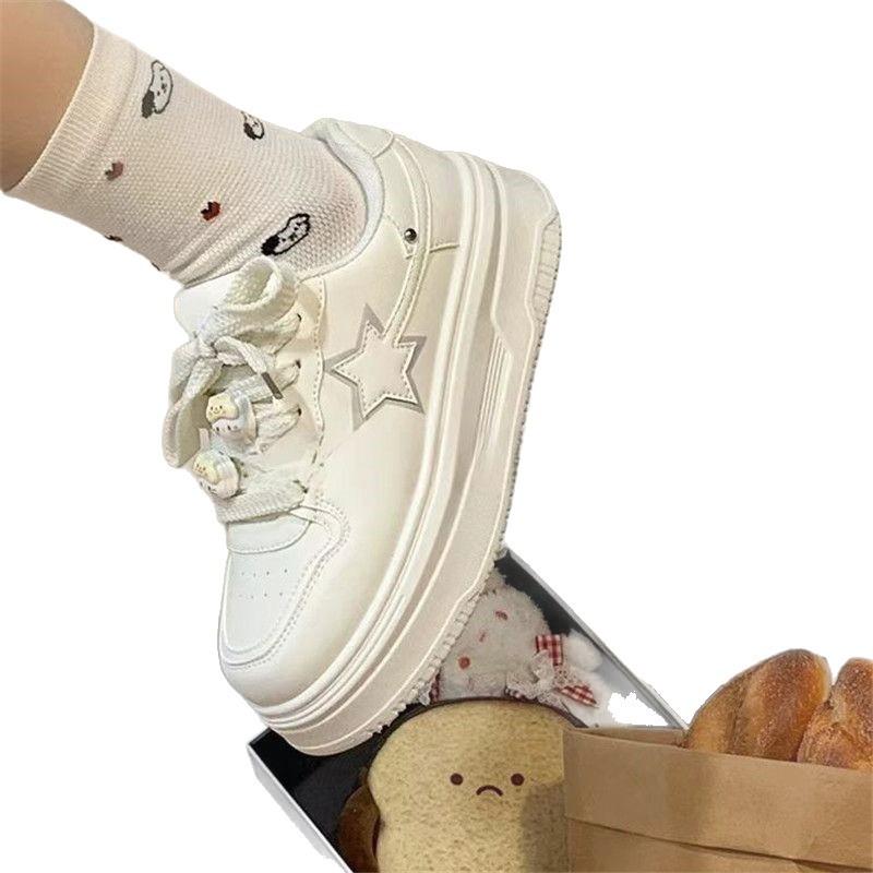 Sports little white shoes women's 2025 spring new soft-soled muffin board shoes versatile thick-soled star-increasing casual shoes women