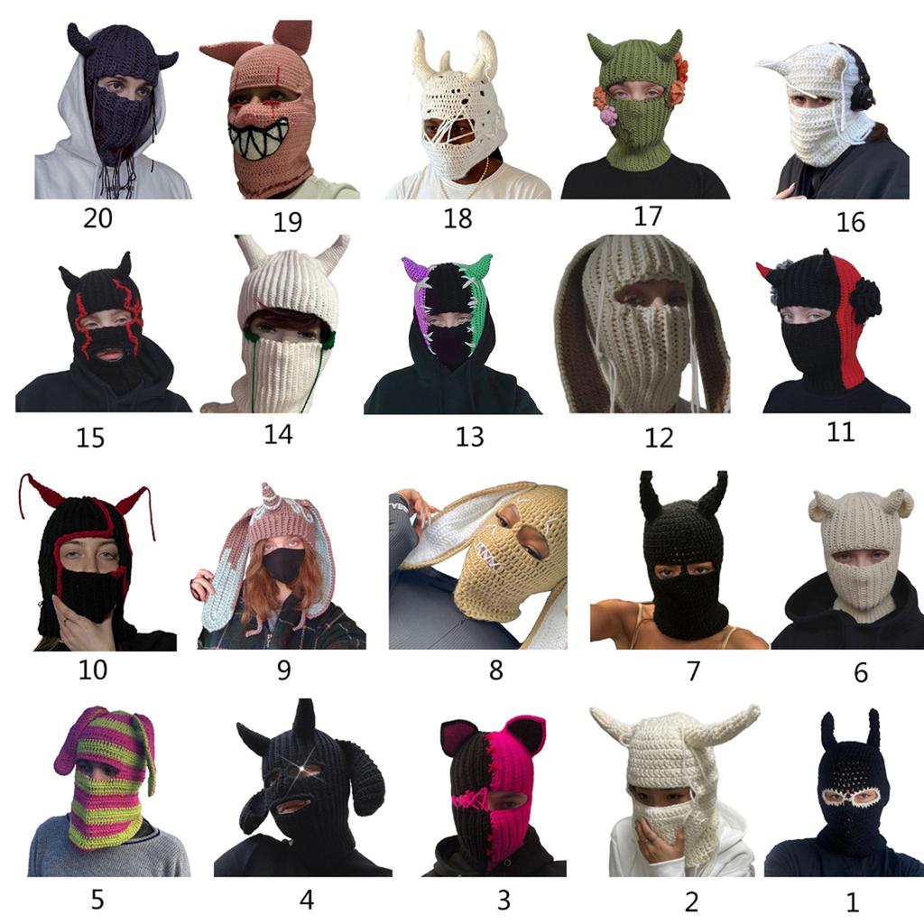 Girls Knit Beanie Hat Easter Photo Prop Cute Devil Horn Hat Costume Y2K Easter Horn Decorations Winter Knitted Hats