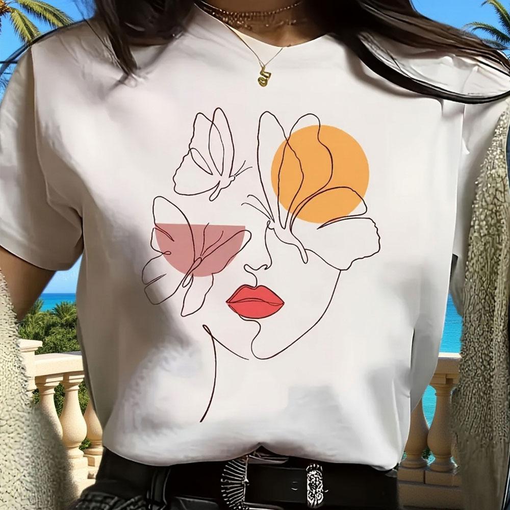 Fashion Graphic Print T-Shirt Short Sleeve Round Neck Versatile Casual Top Spring Summer Women's Wear