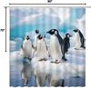 cute antarctic animal images shower curtain roaming ice sheet funny nature scene bathroom decoration fabric shower curtain