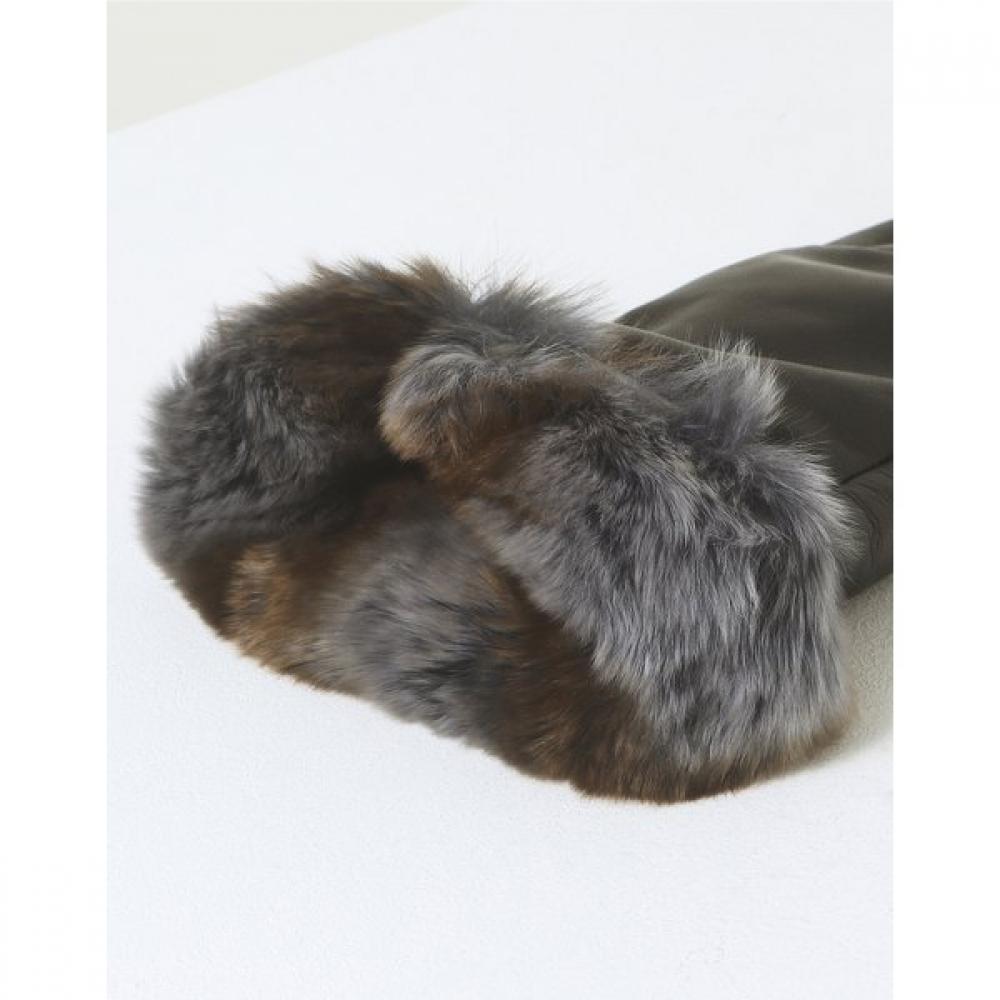 Daks Black Lambskin Rex Fur Trim Touchscreen Gloves