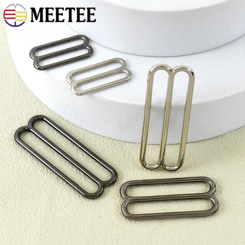 Meetee 30Pcs 20/25/30/40/50mm Metal Tri-Glide Adjust Buckles Bra Strap Clasp Decoration Underwear Ring Hook Sewing Accessories