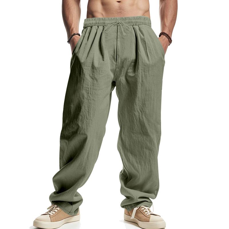American Hot Sale Men's Loose Casual Linen Hip Hop Beach Sports Wide Leg Pants Men