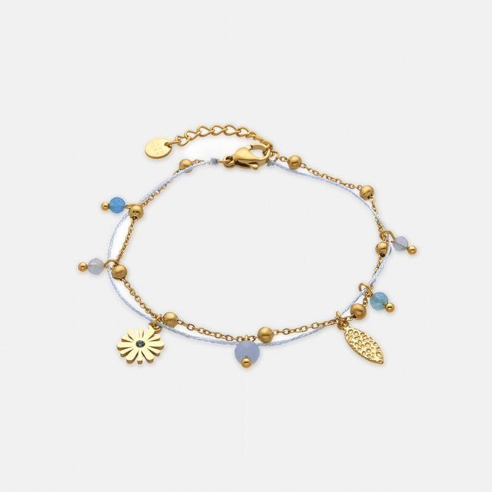 Bracelet - Luxenter - Thase - finition or jaune 18k - Cristal bleu foncé - 16 cm + 3 cm de rallonge