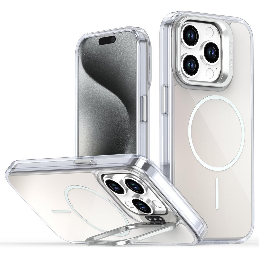 For iPhone 15 Pro Case Compatible with MagSafe TPU+Acrylic Gradient Phone Cover with Kickstand