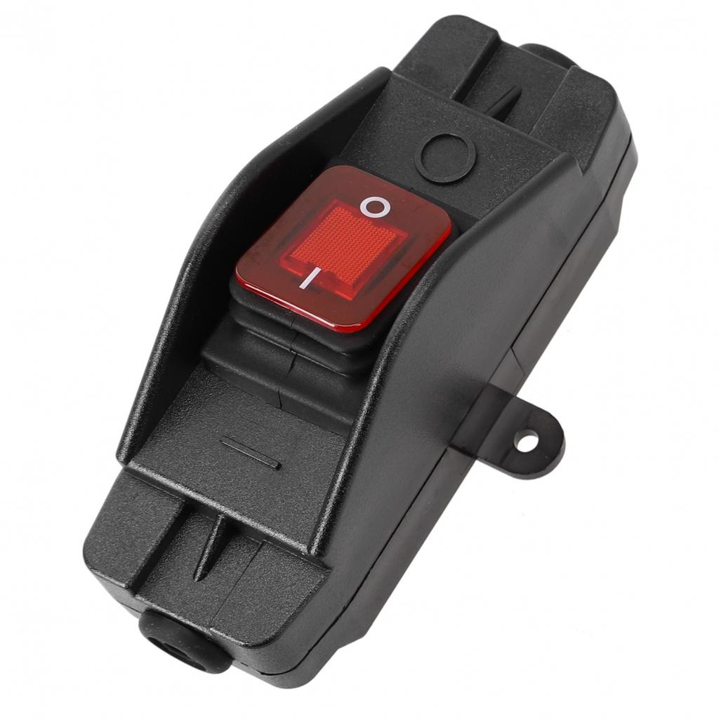 30A 220V IP65 Waterproof On/Off Inline Cord Switch with Indicator Black