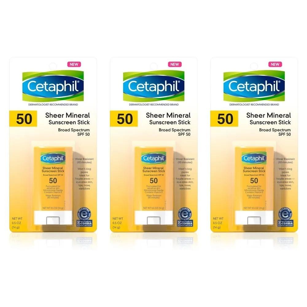 Cetaphil Sheer Mineral Sunscreen Stick SPF50 Cetaphil Sheer Mineral Sunscreen Stick Cream 14g 3-Pack