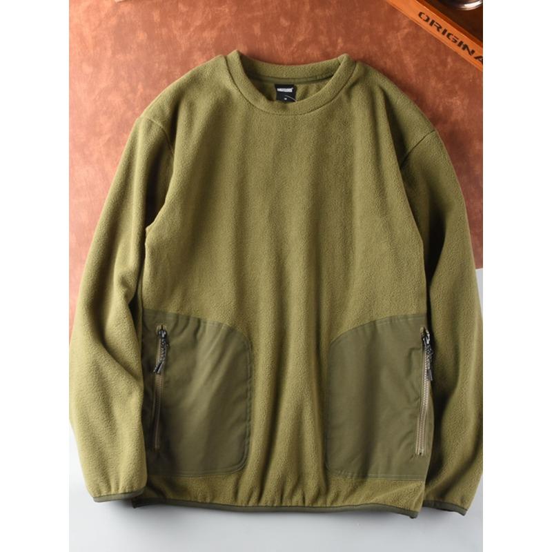 Jednobarevná polární fleecová zateplená pánská fleecová sportovní ležérní pulovrová mikina