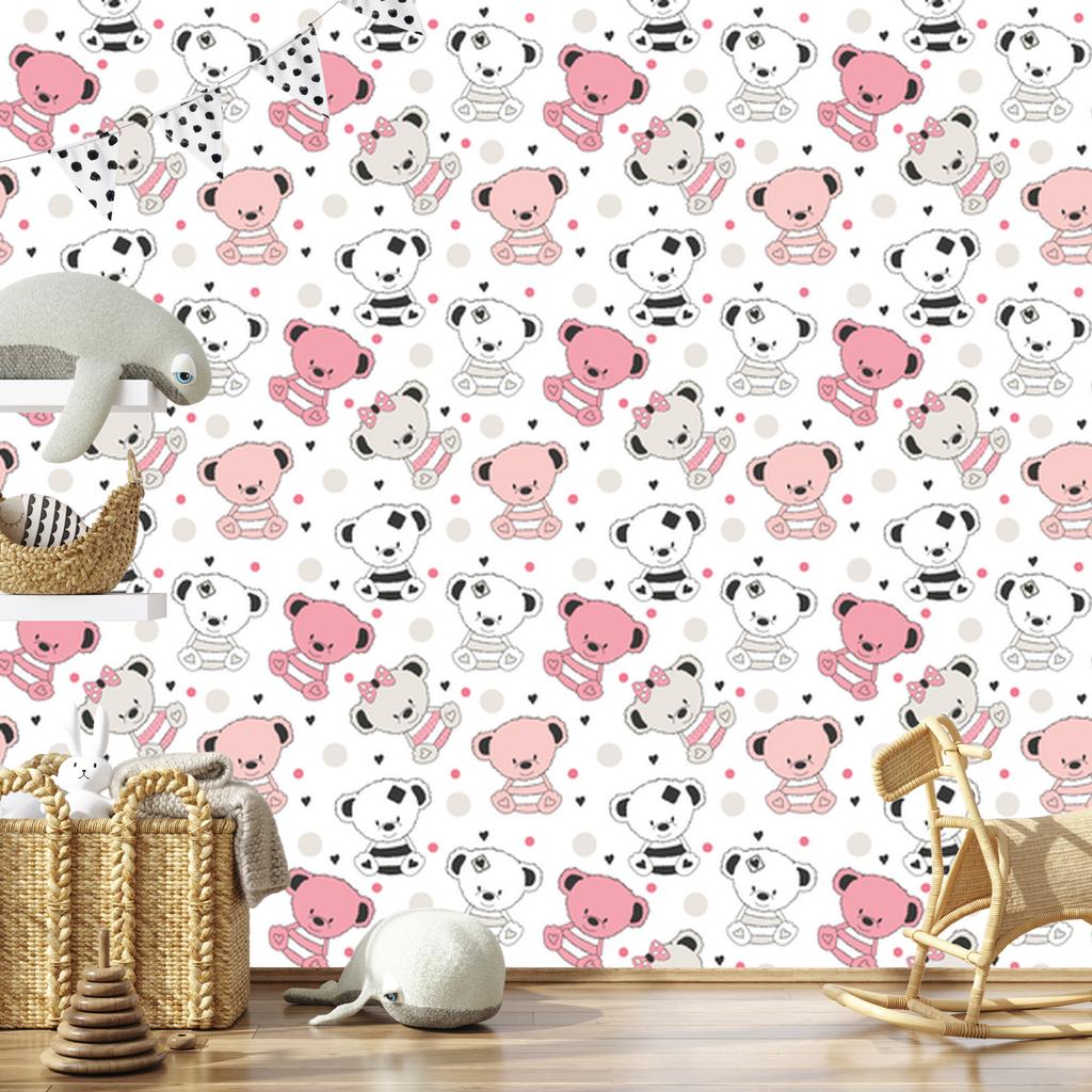 Colorful Teddy Bears Wallpaper for Living Room and Bedroom 50x1000