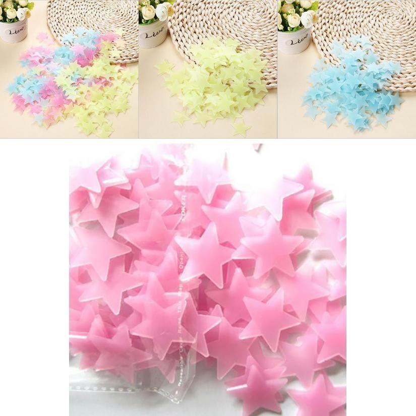 100pcs Bag Of Premium Quality Glow In The Dark Wall Stickers For Kids' Bedrooms In Colorful Star Shapes