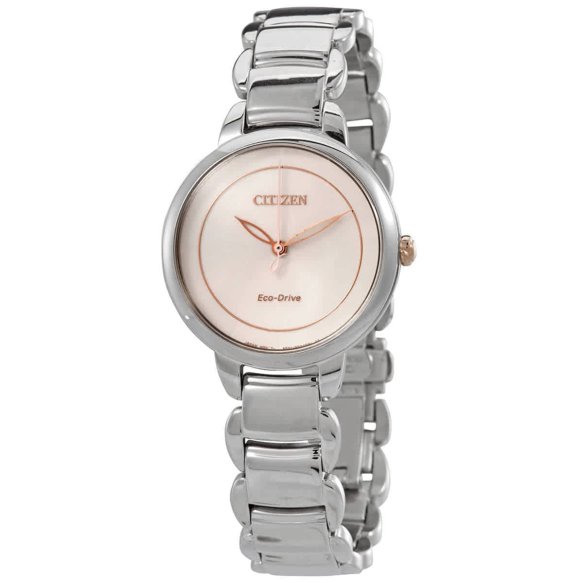 

Citizen Women s Pink Dial Eco-Drive Silver Tone Watch EM0676-85X, Silver
