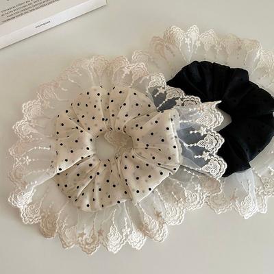 Fabric Mesh Lace Large Intestine Hair Band Niche Design Temperament Simple Fashion Versatile High-end Hair Accessories Women
