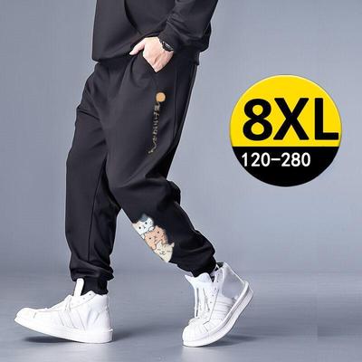 Pantalones de jogging para hombre de talla grande a la moda, pantalones informales para hombre, pantalones de chándal holgados con cordón de sección delgada de verano de talla grande