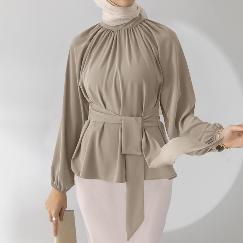 

ZANZEA Женская блузка Повседневный O-образный вырез Рубашки с длинным рукавом