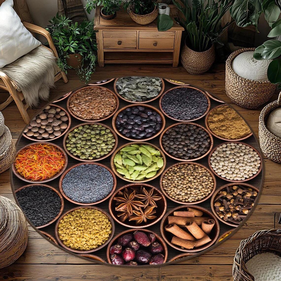 Modern Washable Kitchen Round Rug –