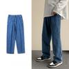 New Outdoor Casual Men's Straight Loose Loose Trendy Style Semi-elastic Waist Solid Color Jeans Men's Sizes Are Mainly S-2XL