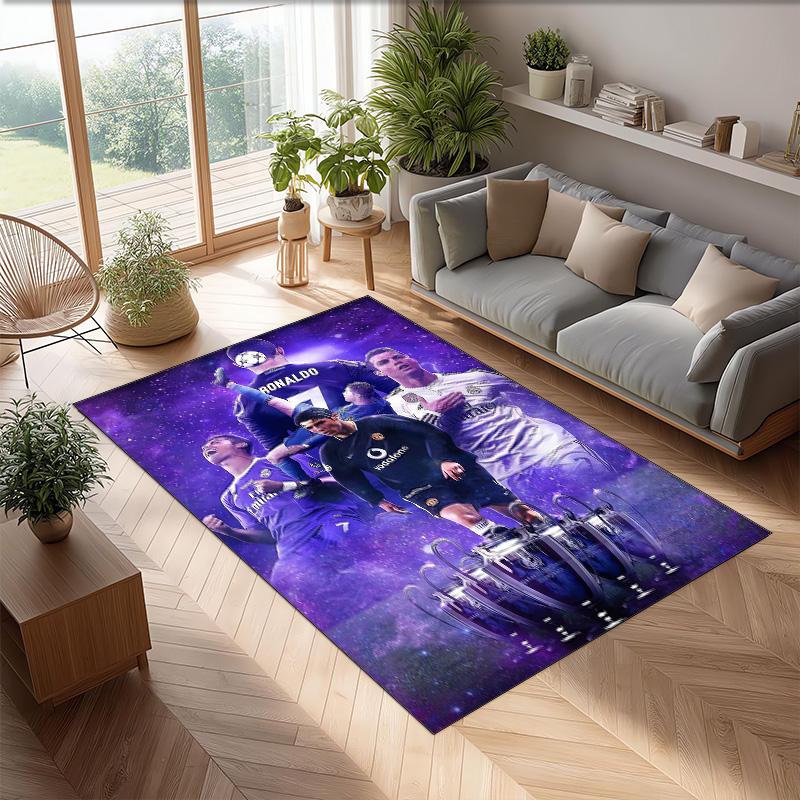 Cristiano Ronaldo bedruckter Flanell-Teppich rutschfest weich Polyester Bodenbelag Indoor Dekorationsmatte für Schlafzimmer Wohnzimmer Sofa