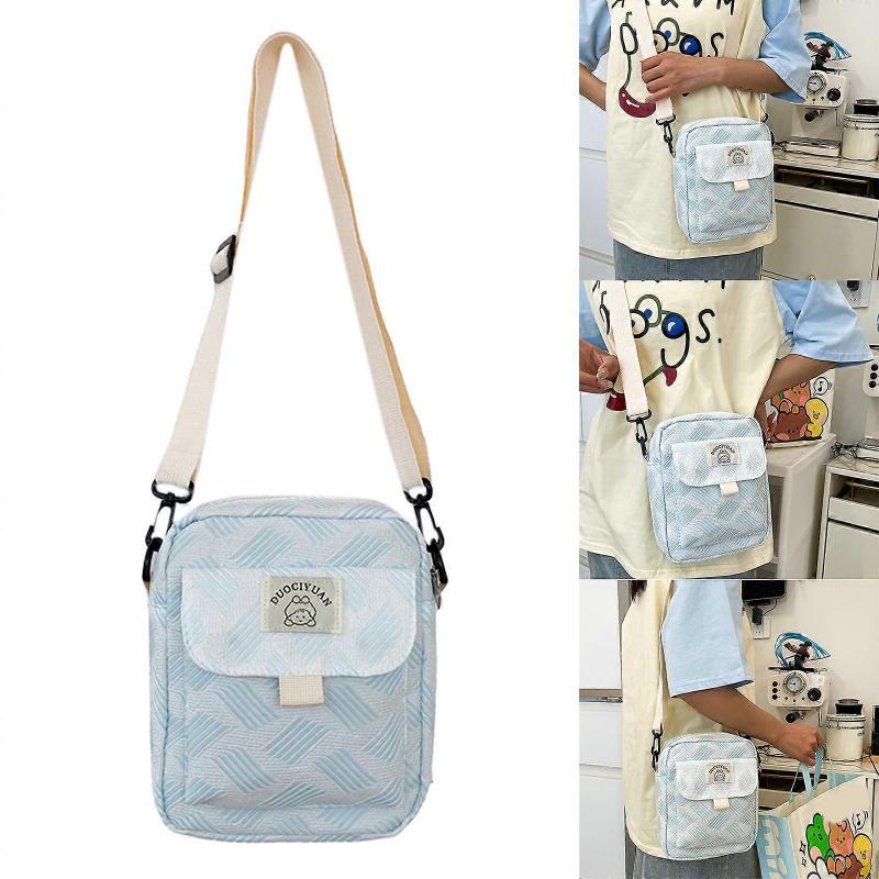 Crossbody Bag Shoulder Bag for Girl Women Japanese Style Travel Bag Fashion LeisureSquare Bag Adjustable Shoulder Belt  White