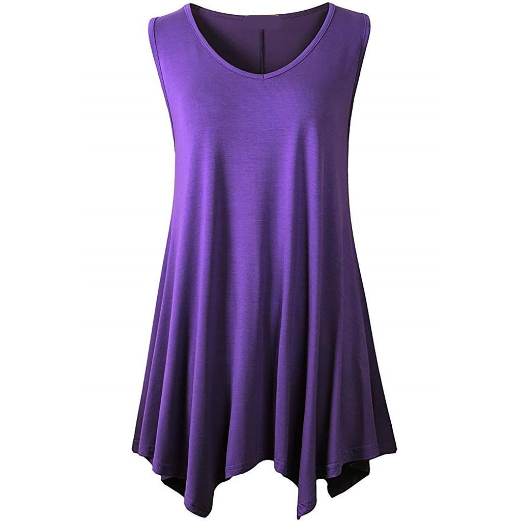 Plus Size Women Sleeveless Tunic Top Casual Loose Fit Swing Tank Blouse Soft Stretchy Fabric Summer Shirt