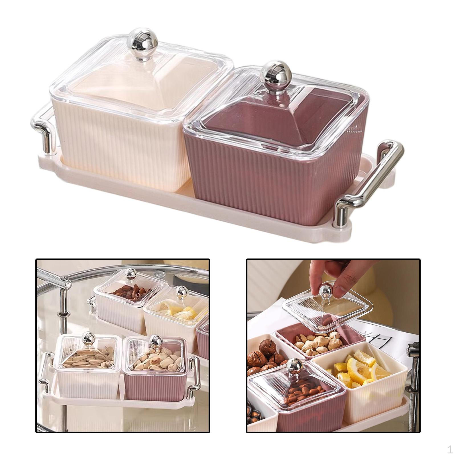 

Разделенный поднос для закусок с крышкой и ручкой, портативные тарелки для закусок для домашней кухни