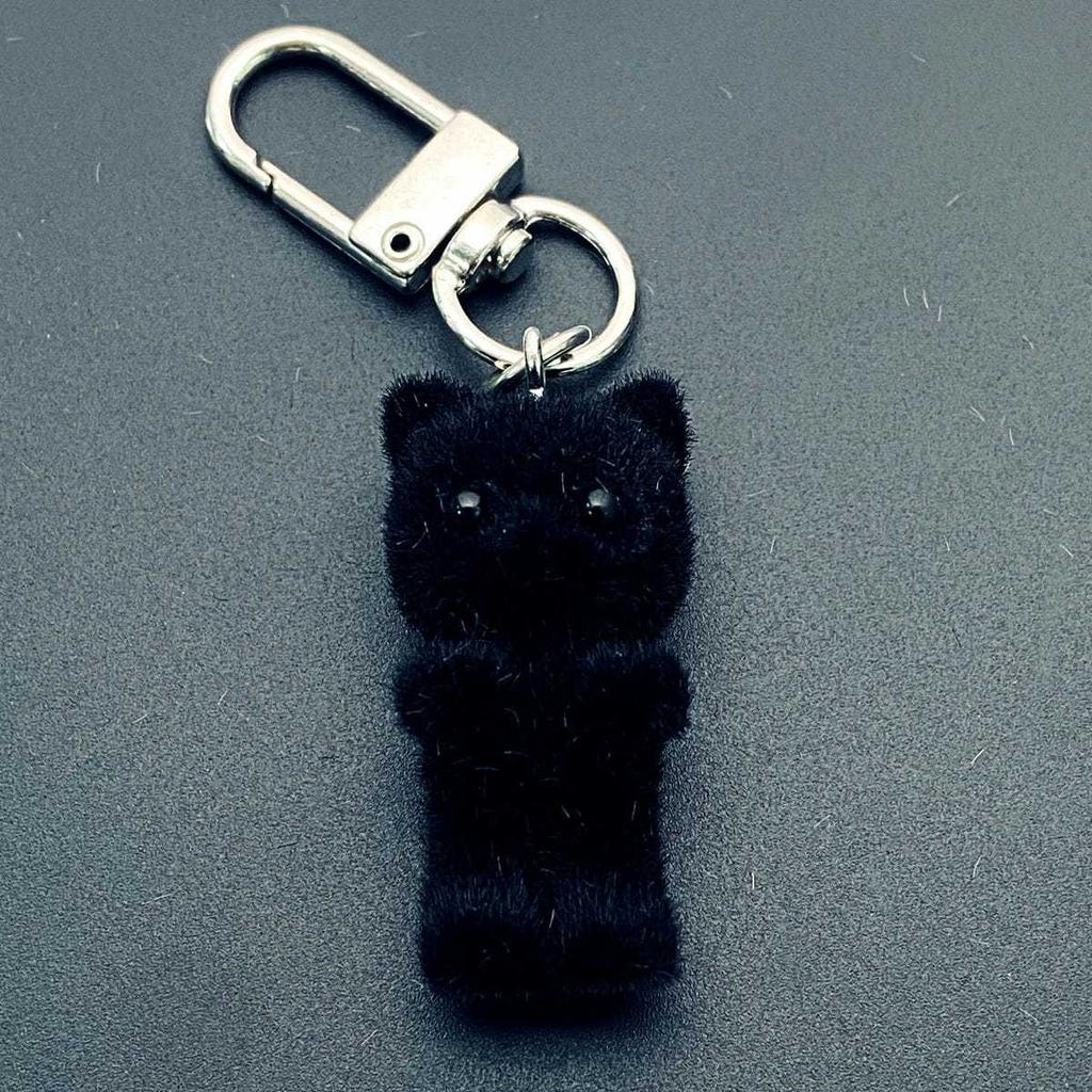 Cute Flocking Three-dimensional Kitten Keychain Cartoon Mini Doll Bag Pendant Keyrings Handmade DIY Keys Chains Gift Accessories