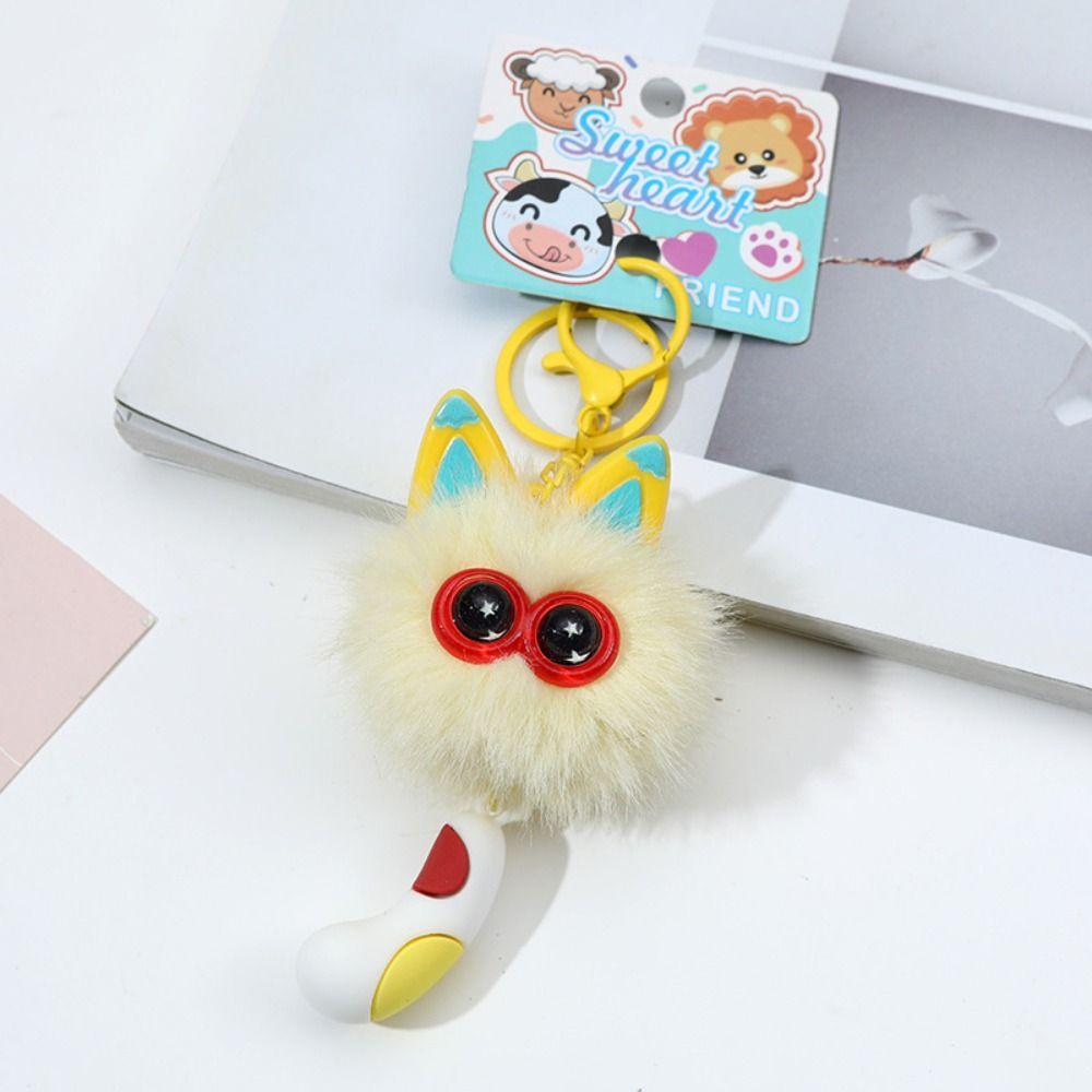 Decorative Small Briquettes Keychain Cartoon Cat Plush Ball Key Chain  Women Men