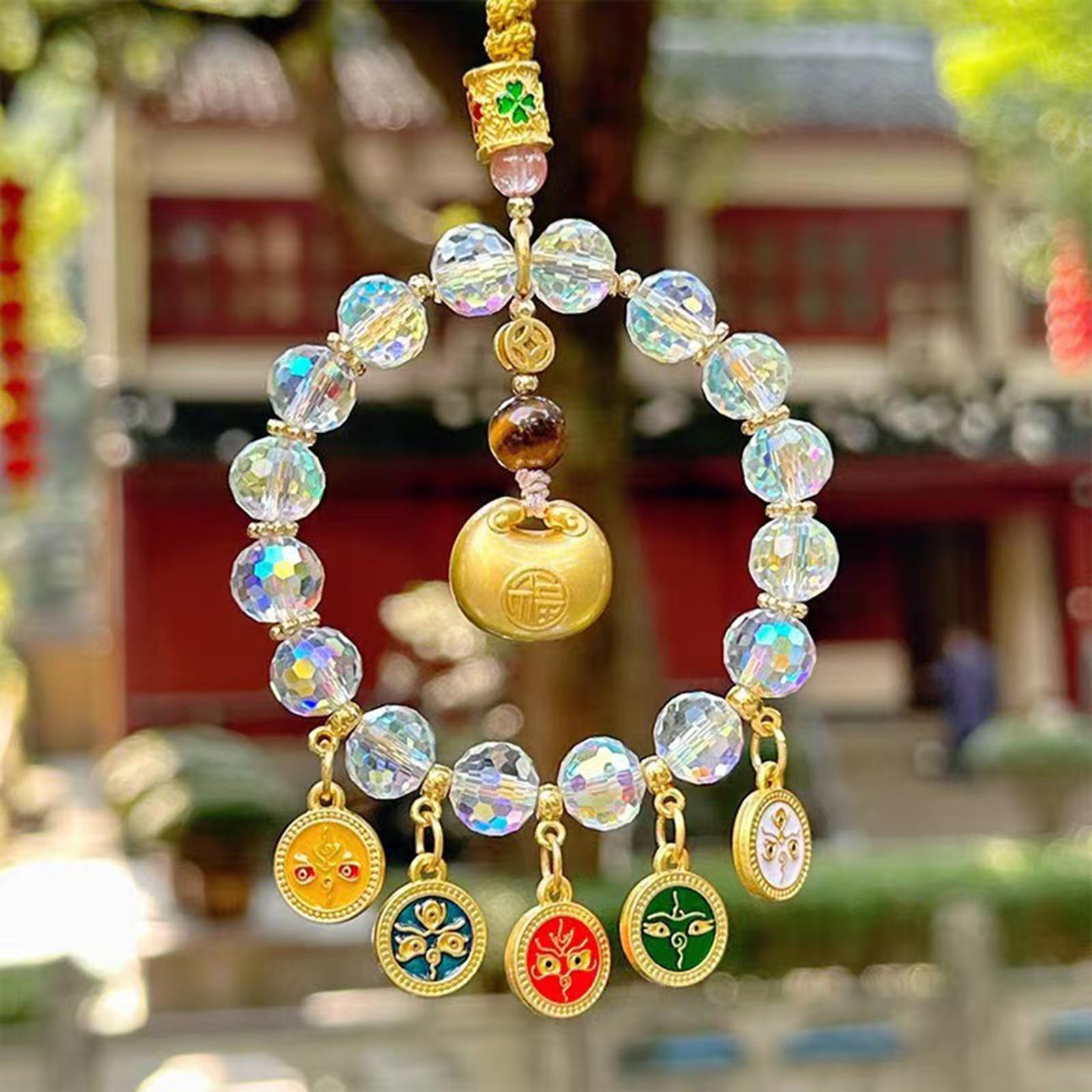 Изящный буддийский брелок-подвеска на зеркало автомобиля, натуральное дерево, для безопасного вождения