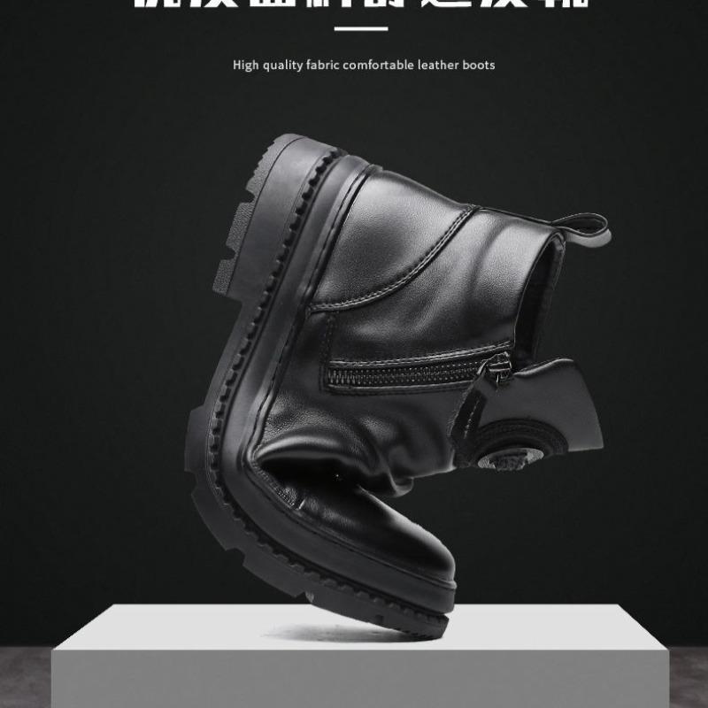 Męskie buty wysokie luksusowe biznesowe do biura buty wizytowe casualowe skórzane buty dla mężczyzn boczny zamek motocyklowe botki do kostki