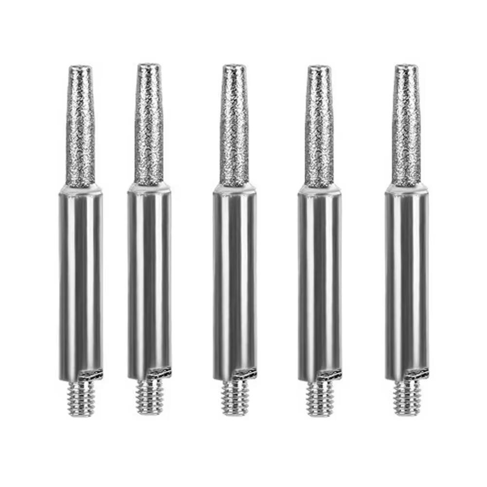 5pcs Diamond Coated Carbide Burrs for Chainsaw Chain Sharpening Jig, Cylindrical Grinding Heads 4.0/4.8/5.5mm, 6mm Shank, Silver