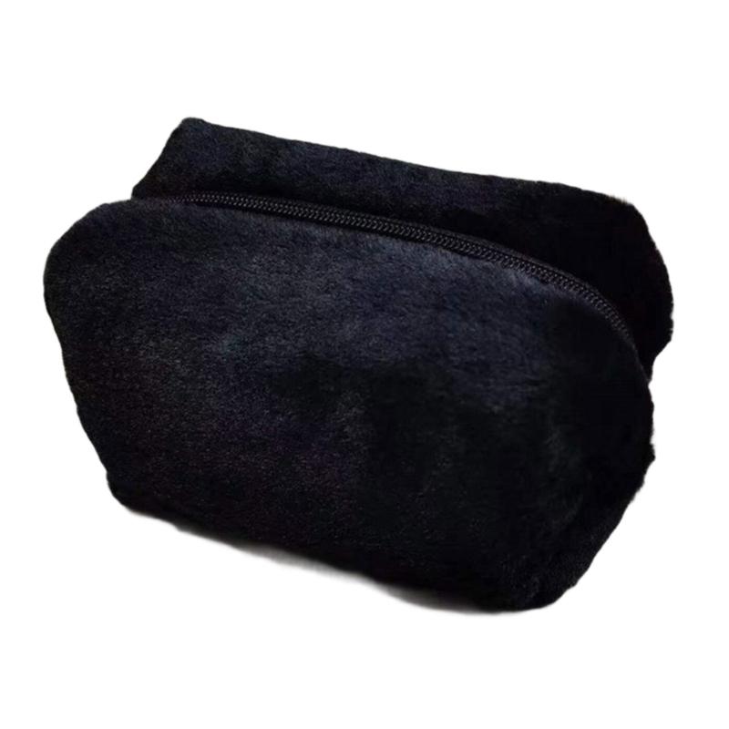 

Plush Makeup Bag Soft Polyester Materials for Organizing Cosmetics Fashionable and Practical Designs for Women чорний